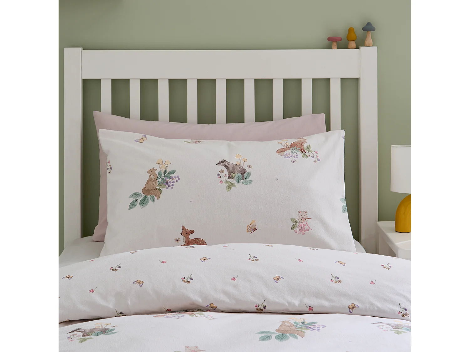 Catherine Lansfield Brushed Cotton Forest Friends Reversible Junior Duvet Cover Set with Pillowcase Cream