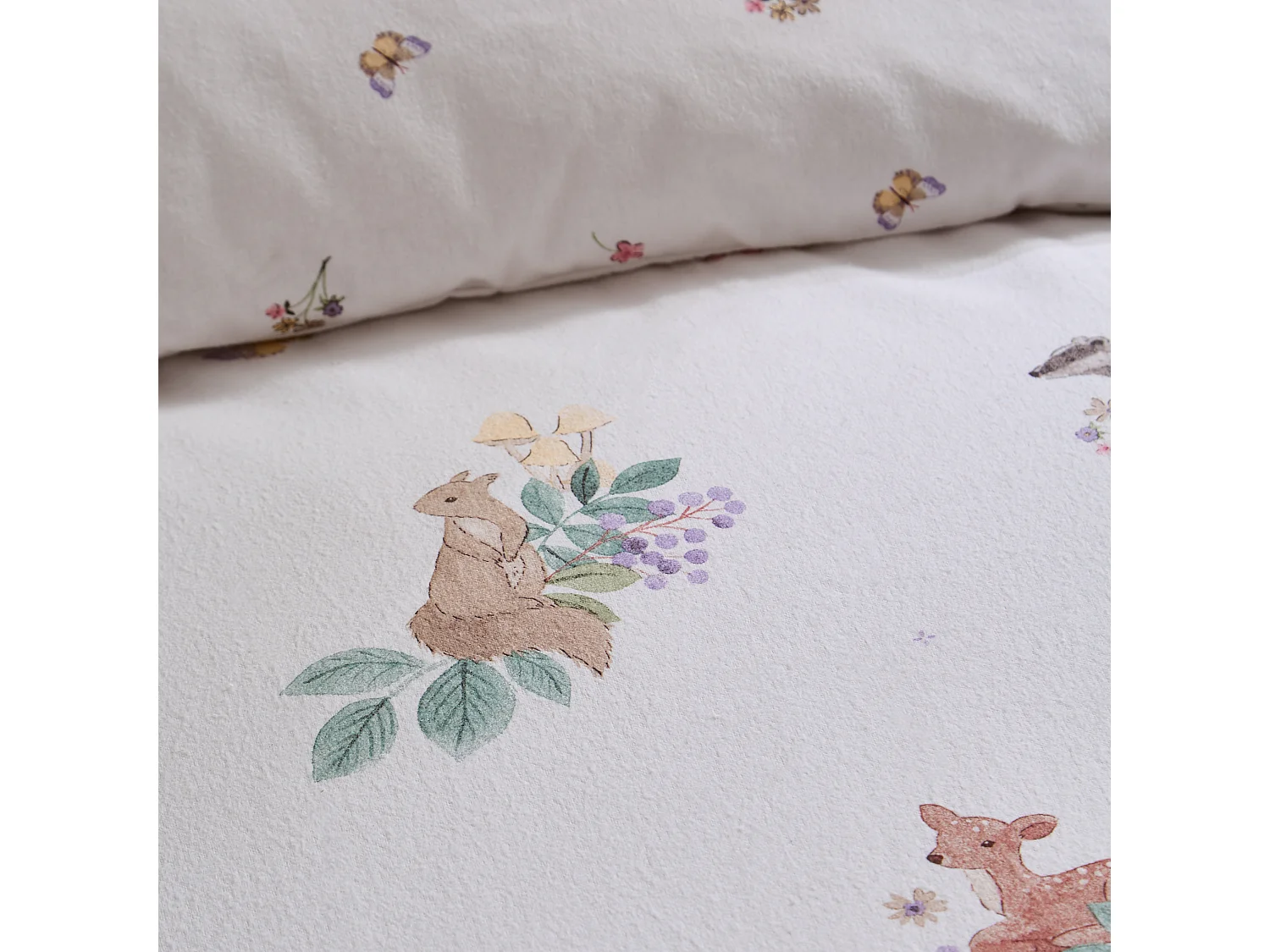 Catherine Lansfield Brushed Cotton Forest Friends Reversible Junior Duvet Cover Set with Pillowcase Cream