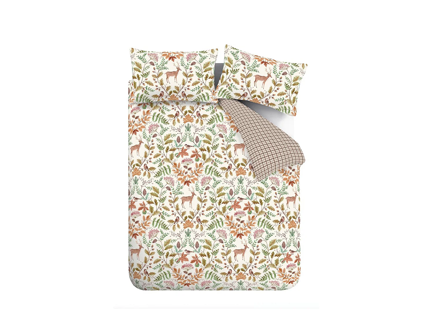 Catherine Lansfield Woodland Stag So Soft Reversible Double Duvet Cover Set with Pillowcases Cream