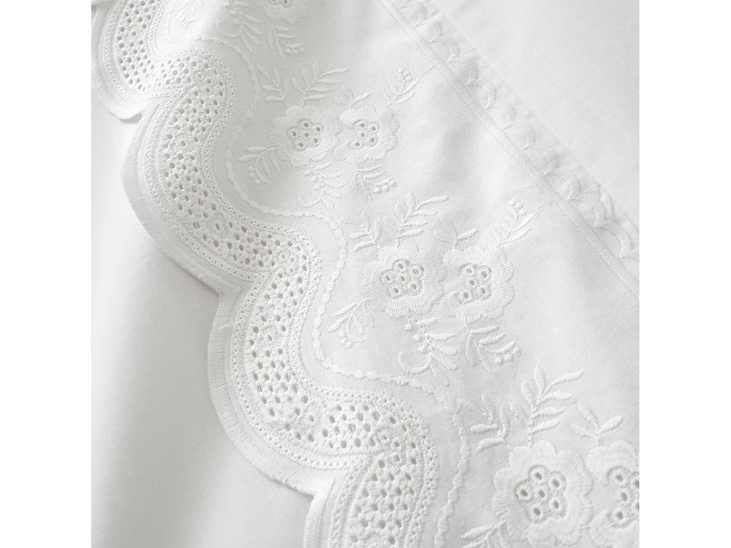 Bianca Fine Linens Elise Lace 200 Thread Count Cotton Double Duvet Cover Set with Pillowcases White