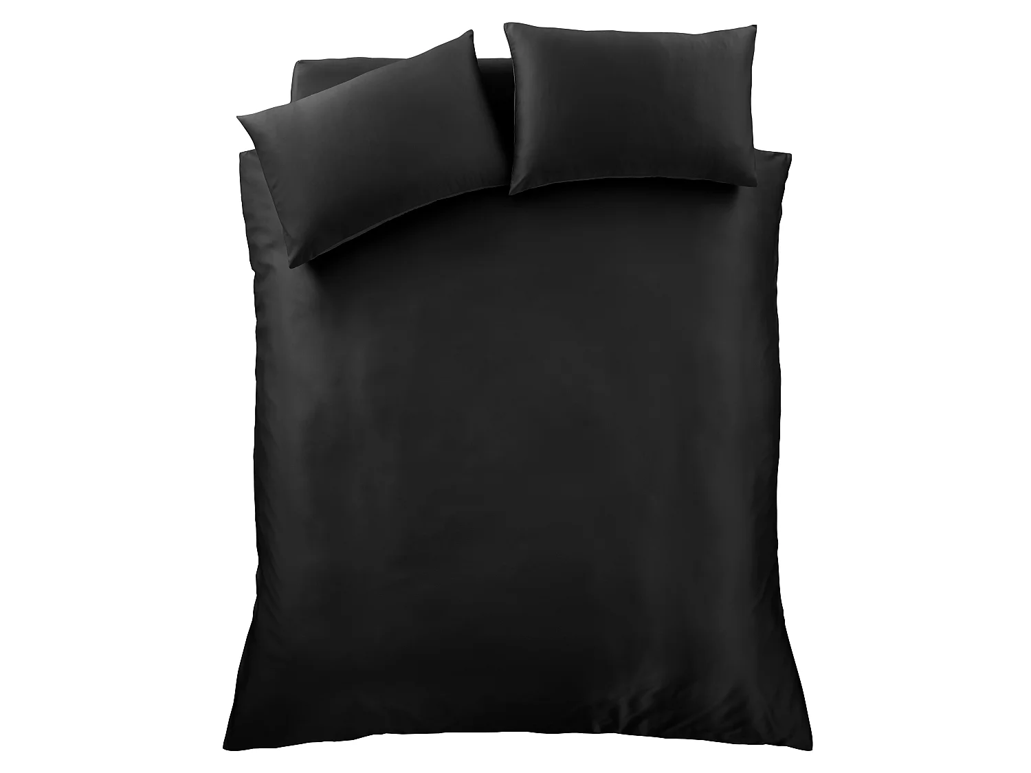 Catherine Lansfield Silky Soft Satin Double Duvet Cover Set with Pillowcases Black