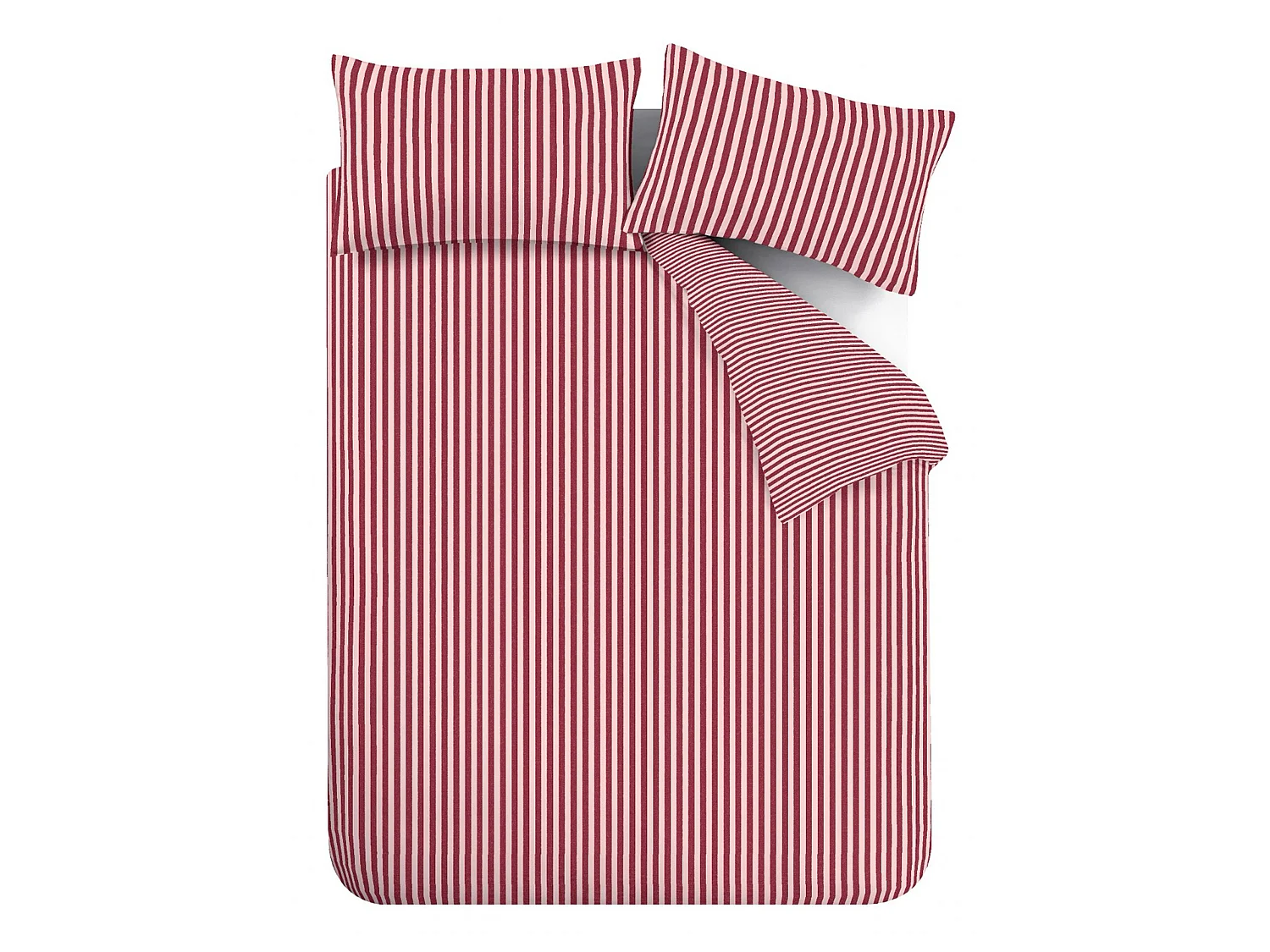 Catherine Lansfield Epping Textured Stripe Reversible King Duvet Cover Set with Pillowcases Burgundy