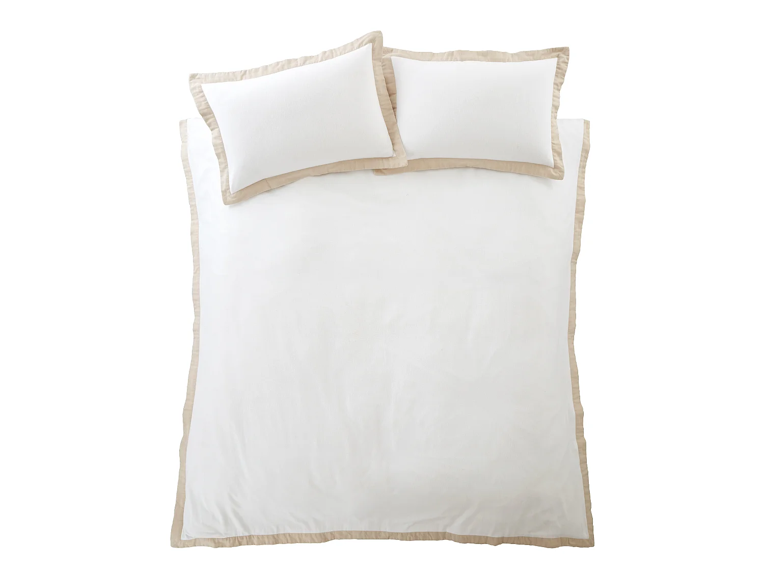 Bianca Fine Linens Brushed Cotton Tailored Single Duvet Cover Set with Pillowcase White / Natural