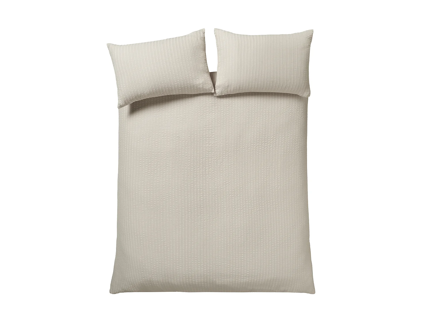 Catherine Lansfield Stripe Seersucker Super King Duvet Cover Set with Pillowcases Natural