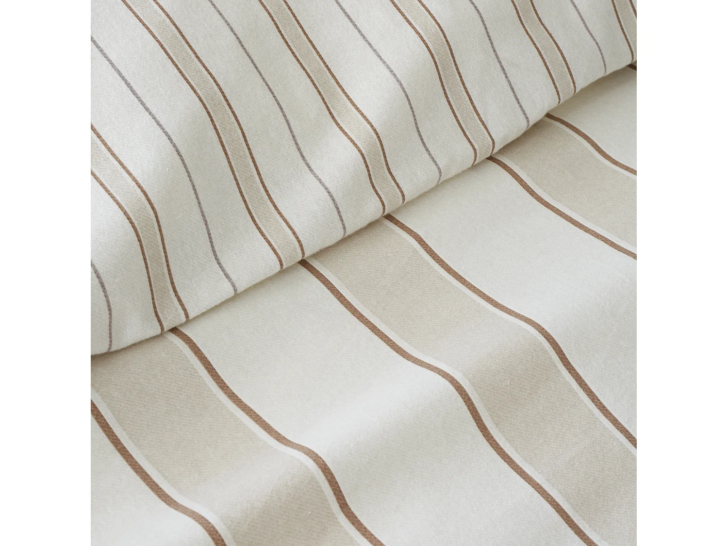 Bianca Fine Linens Brushed Cotton Regal Stripe Reversible Single Duvet Cover Set with Pillowcase Natural