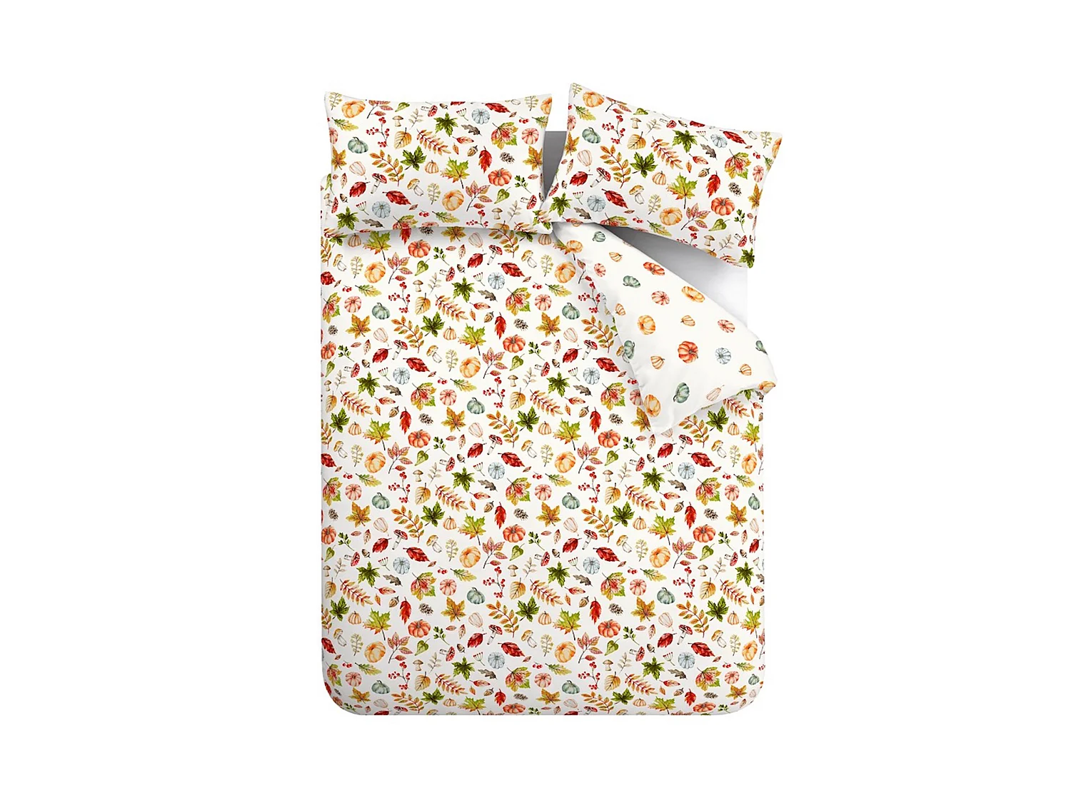 Catherine Lansfield Autumn Pumpkins Reversible King Duvet Cover Set with Pillowcases Orange