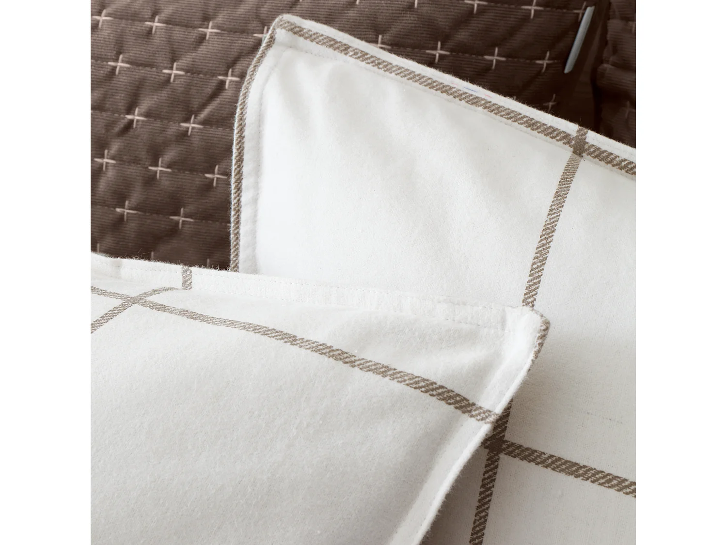 Bianca Fine Linens Brushed Cotton Regal Check Reversible Single Duvet Cover Set with Pillowcase Mole