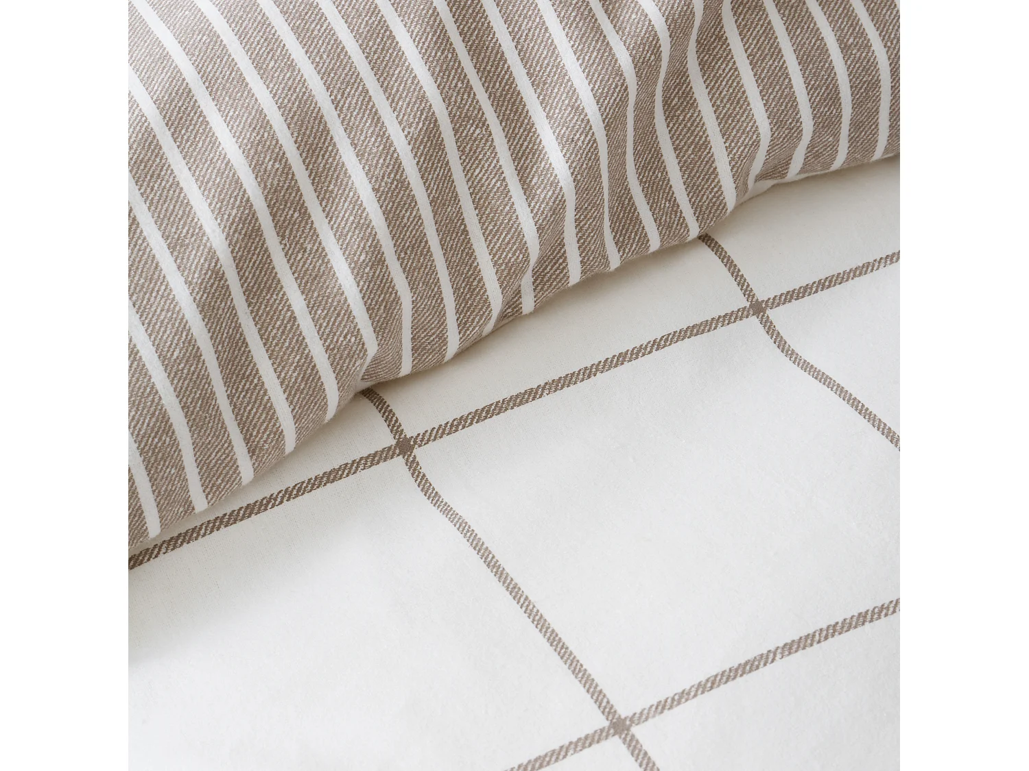 Bianca Fine Linens Brushed Cotton Regal Check Reversible Single Duvet Cover Set with Pillowcase Mole