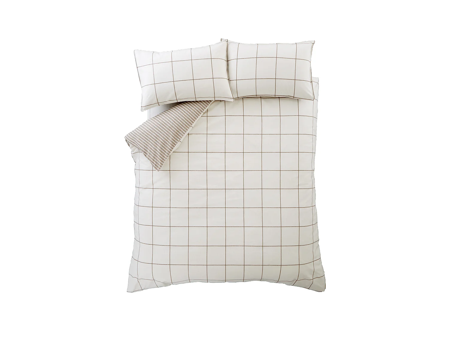 Bianca Fine Linens Brushed Cotton Regal Check Reversible Single Duvet Cover Set with Pillowcase Mole