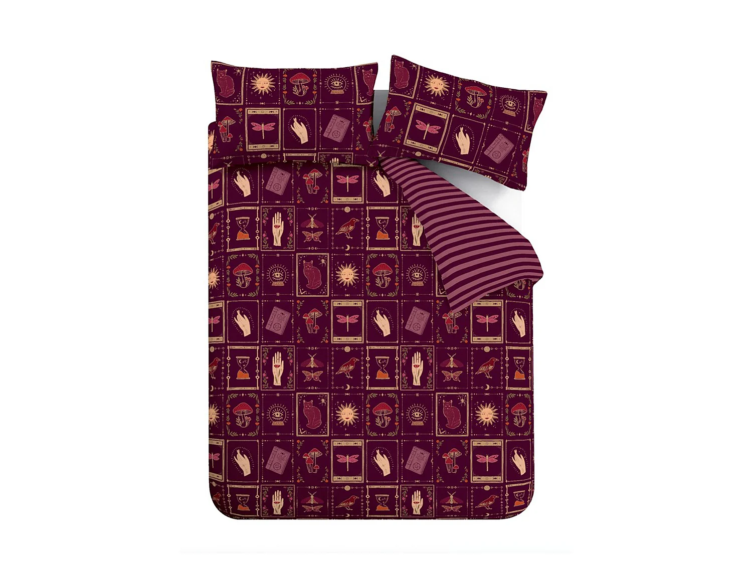 Catherine Lansfield Enchanted Witchcraft Reversible King Duvet Cover Set with Pillowcases Plum