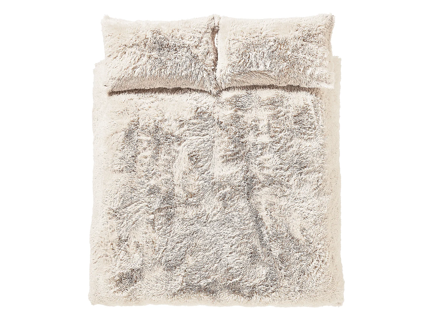 Catherine Lansfield Cuddly Deep Pile Faux Fur King Duvet Cover Set with Pillowcases Cream