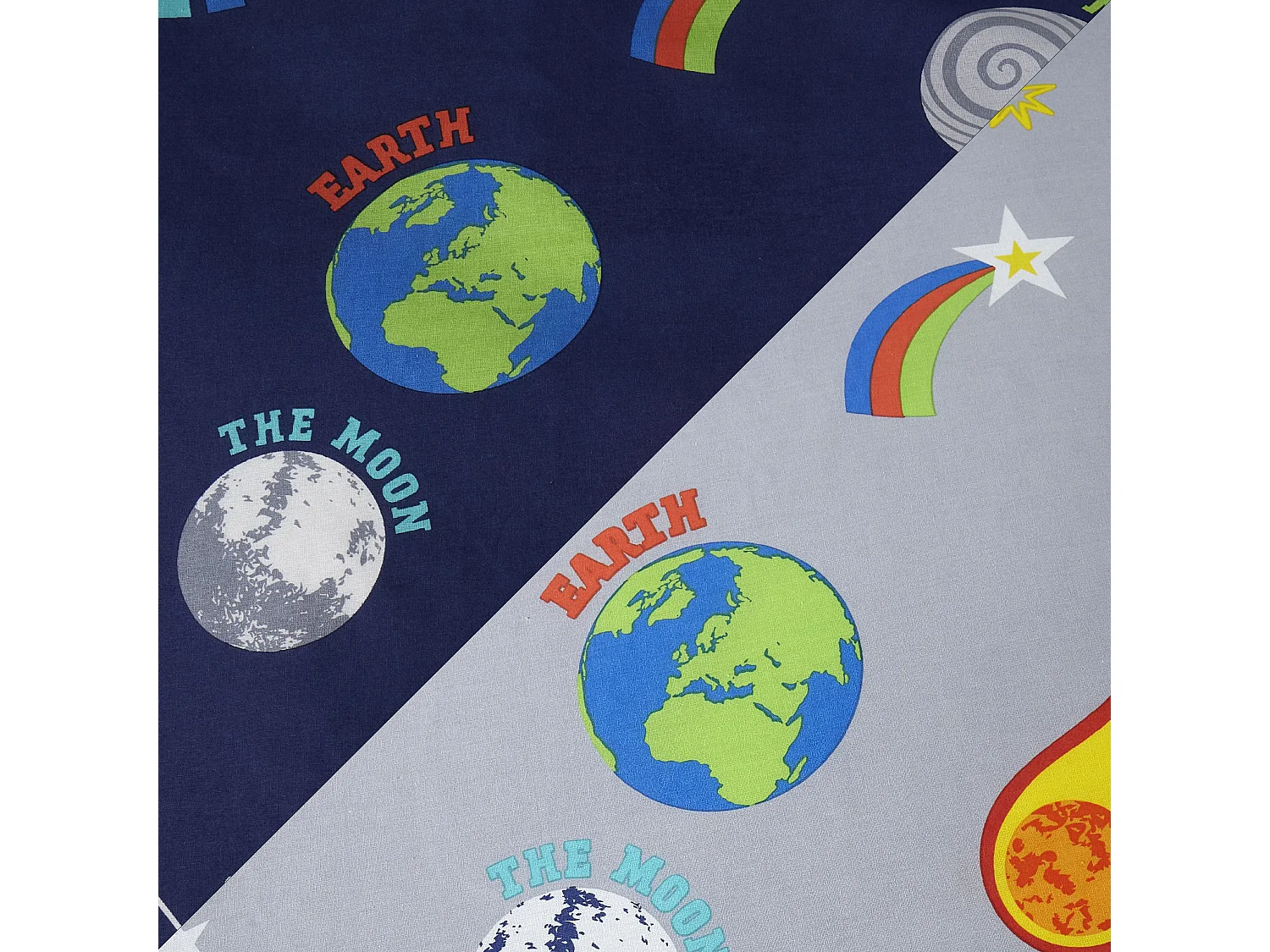 Catherine Lansfield Lost In Space Reversible Double Duvet Cover Set with Pillowcases Navy Blue