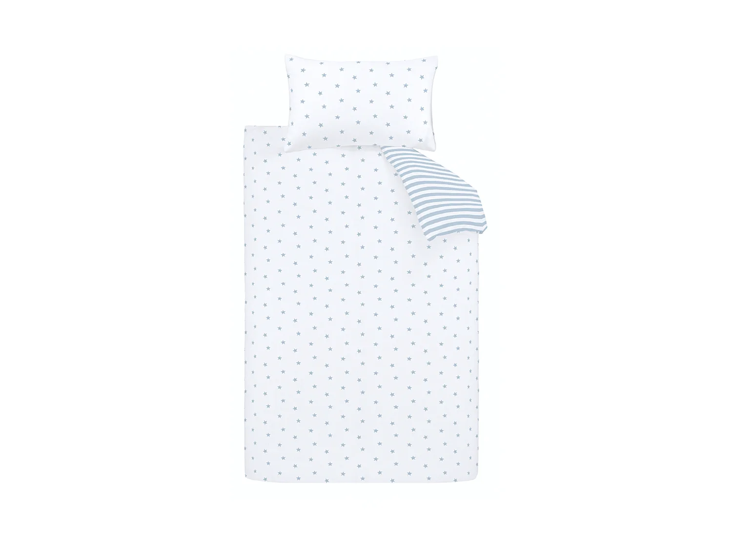 Bianca Fine Linens Mini Star & Stripes Reversible Cotton Single Duvet Cover Set with Pillowcase Blue