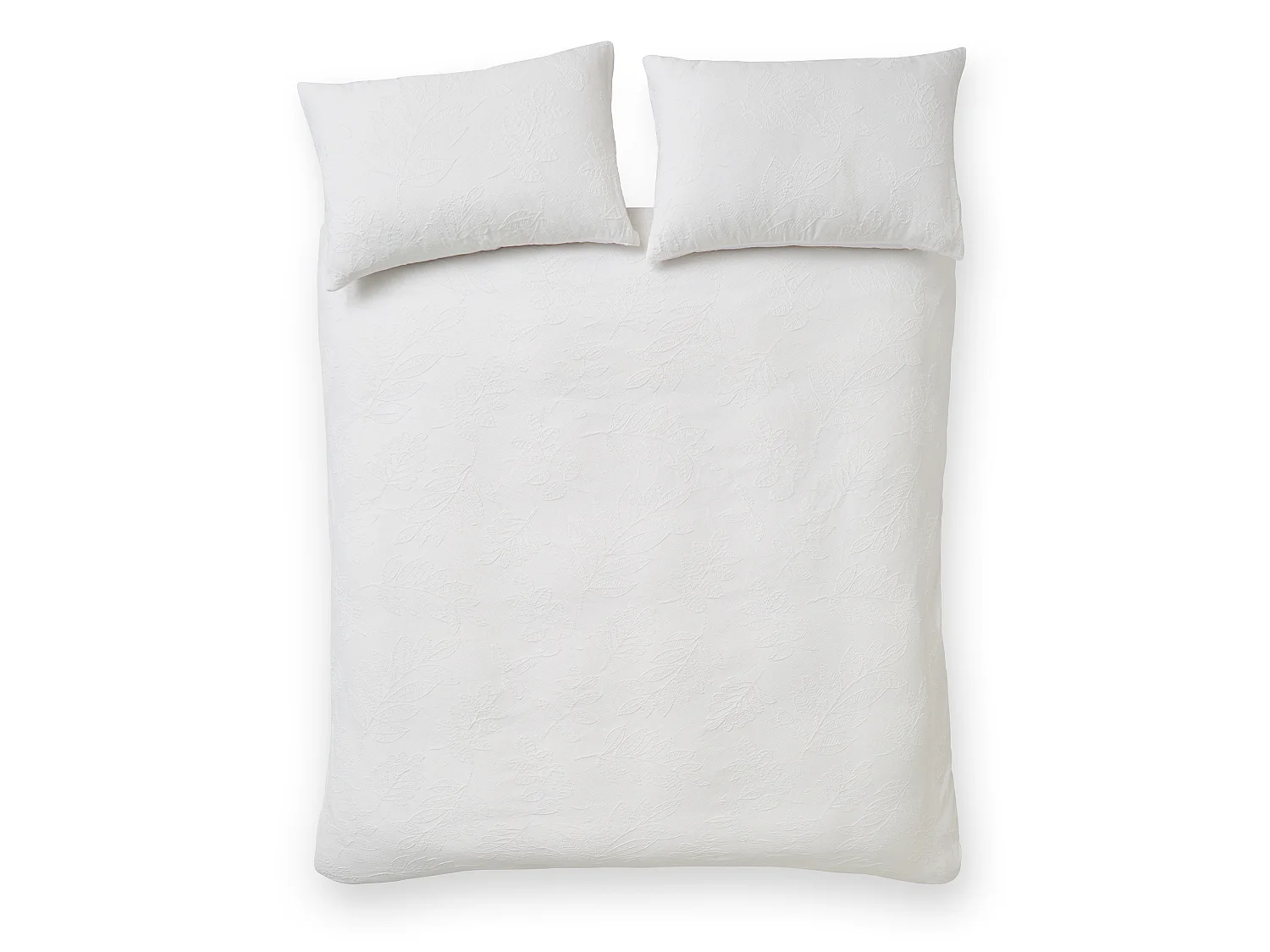 Catherine Lansfield Jacquard Leaves King Duvet Cover Set with Pillowcases White