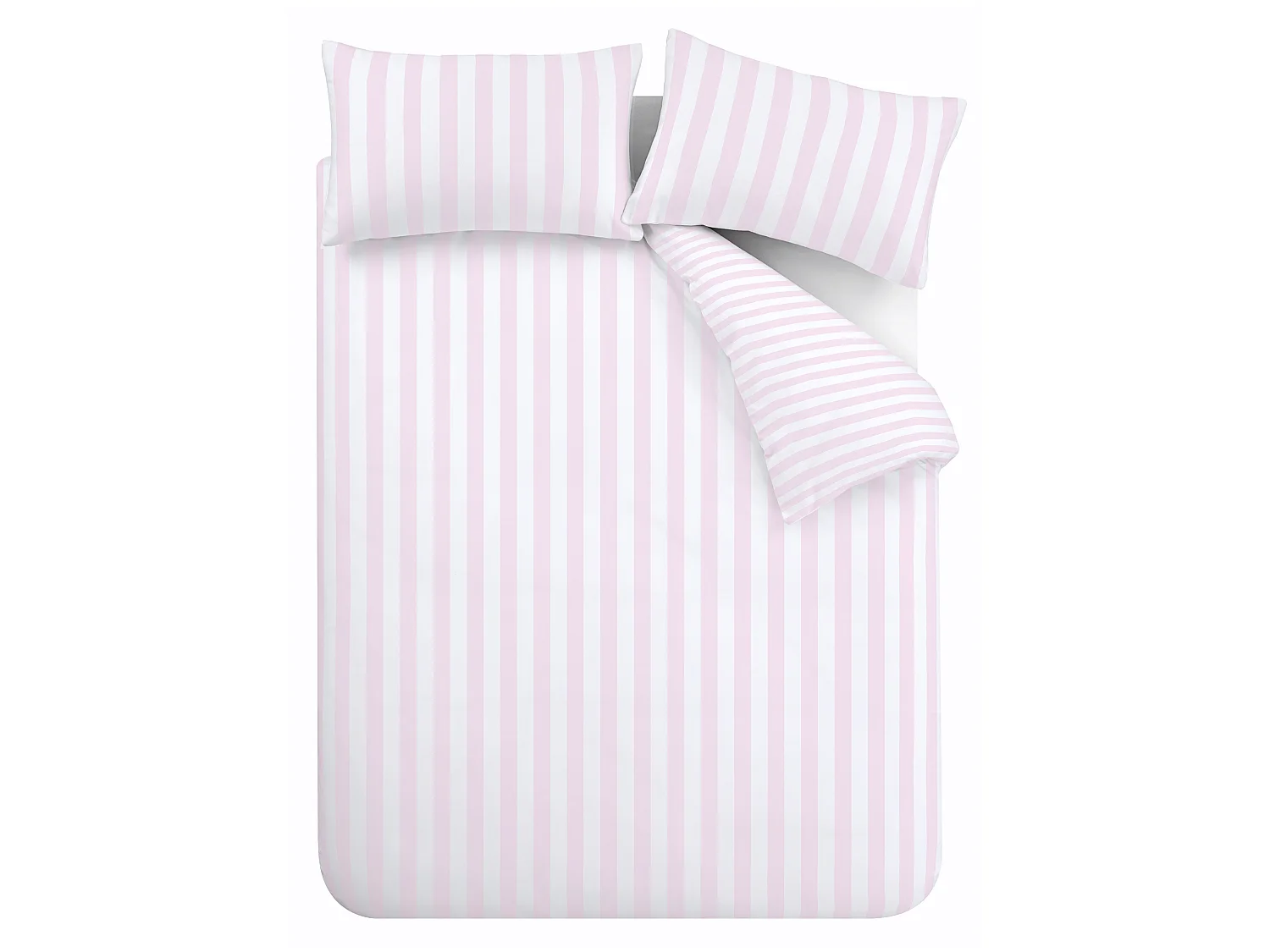 Sassy B Stripe Tease Reversible Double Duvet Cover Set with Pillowcases Pink