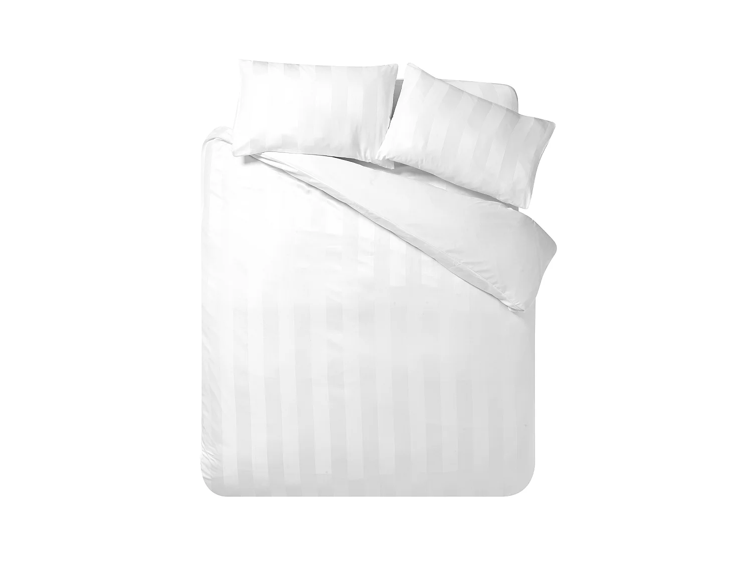Catherine Lansfield So Soft Satin Stripe Super King Duvet Cover Set with Pillowcases White