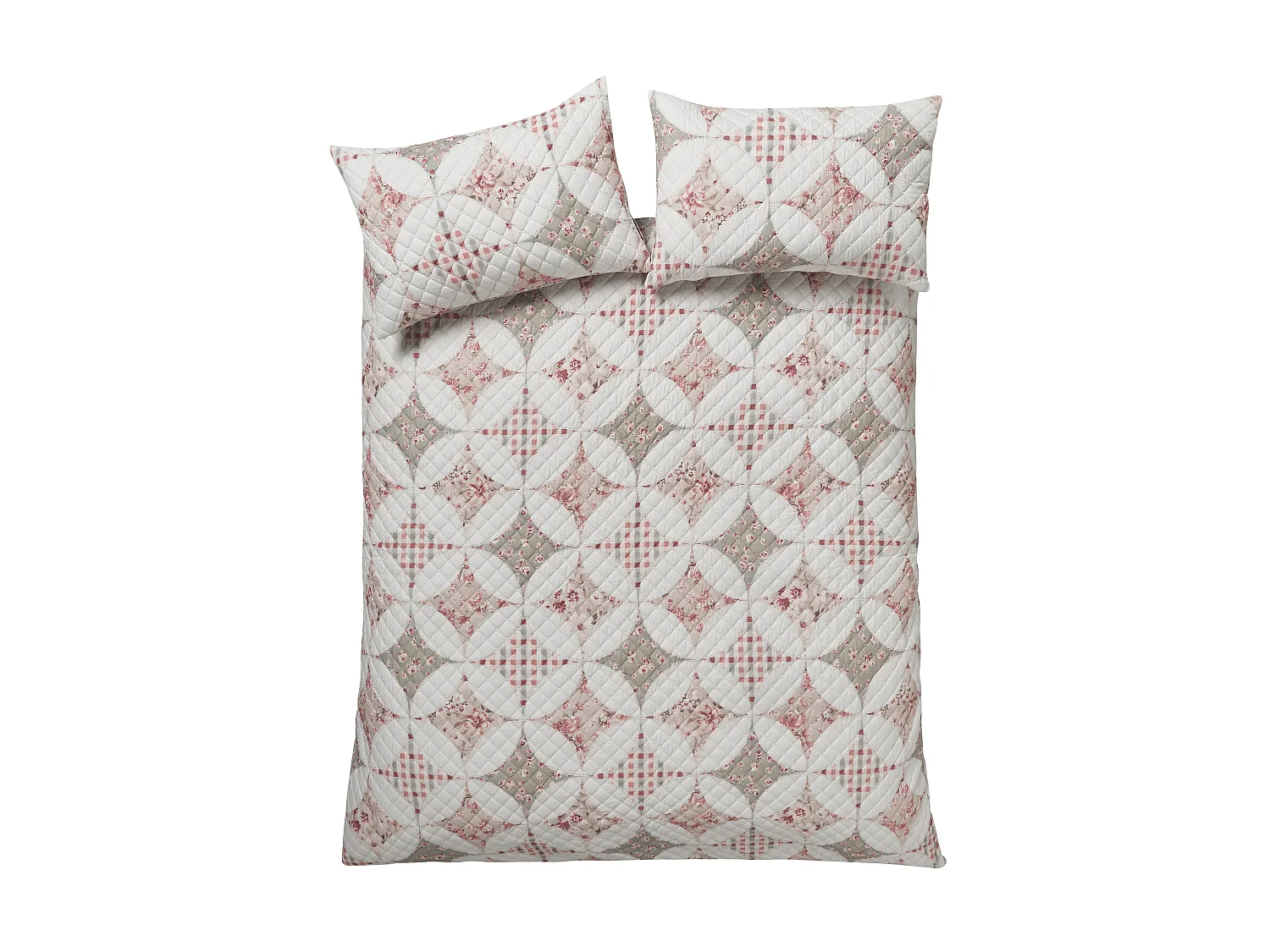Catherine Lansfield Pinsonic Patchwork Reversible Super King Duvet Cover Set with Pillowcases Green