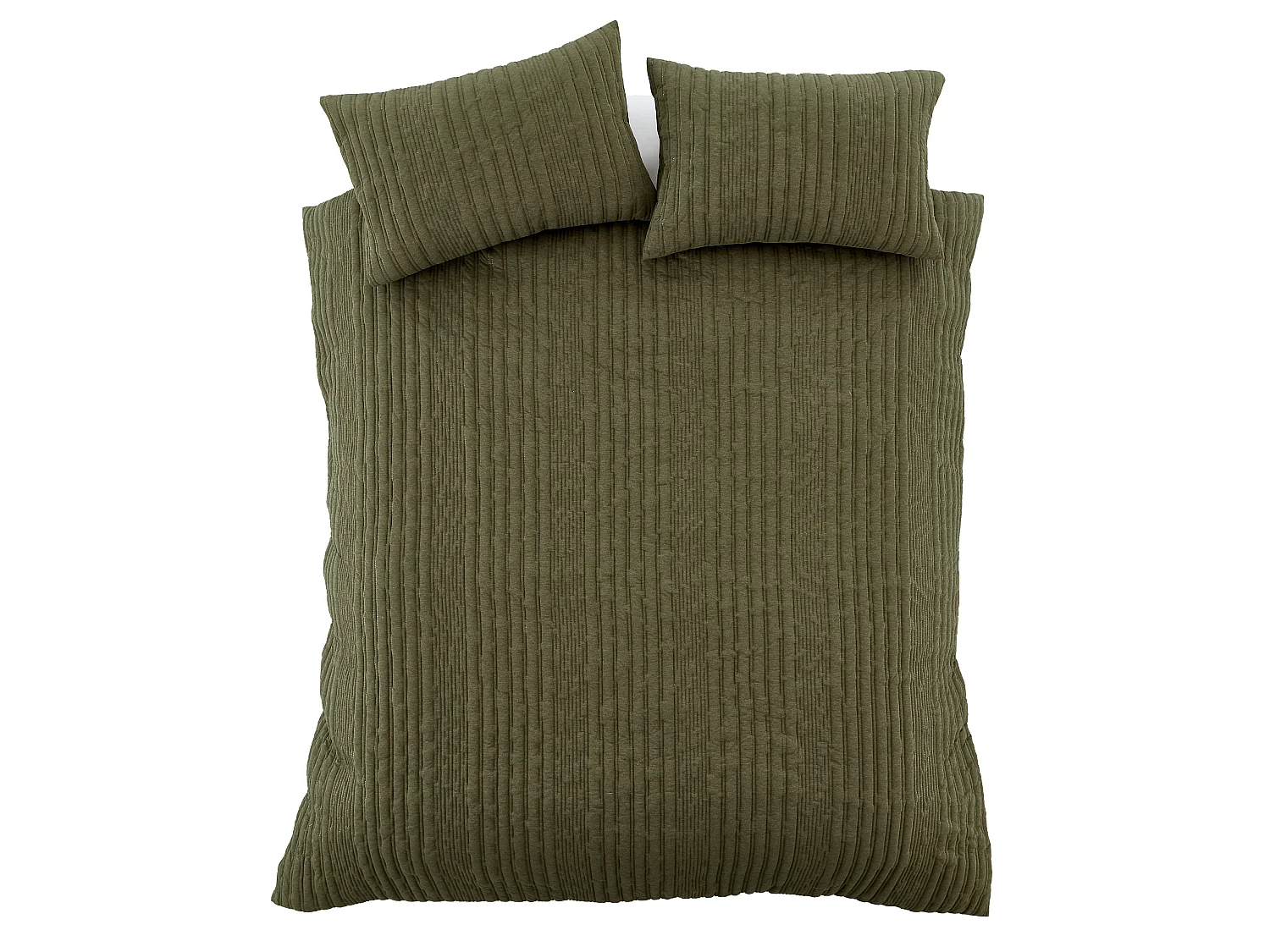 Pineapple Elephant Tamba Jersey Stripe Quilted King Duvet Cover Set with Pillowcases Olive Green