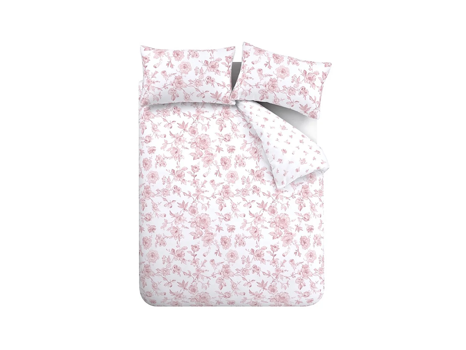Catherine Lansfield Mirabelle Floral Reversible Single Duvet Cover Set with Pillowcase Pink
