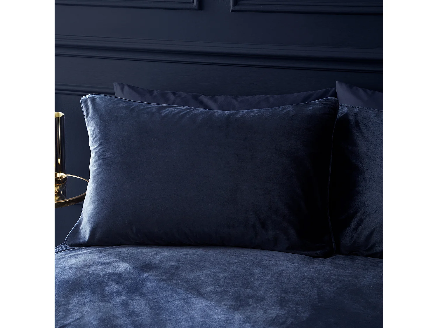 Catherine Lansfield Kingsley Soft Matt Velvet Single Duvet Cover Set with Pillowcase Navy Blue