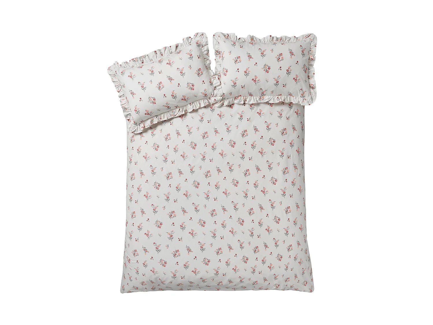 Catherine Lansfield Brushed Cotton Ditsy Floral Reversible Double Duvet Cover Set with Pillowcases Pink