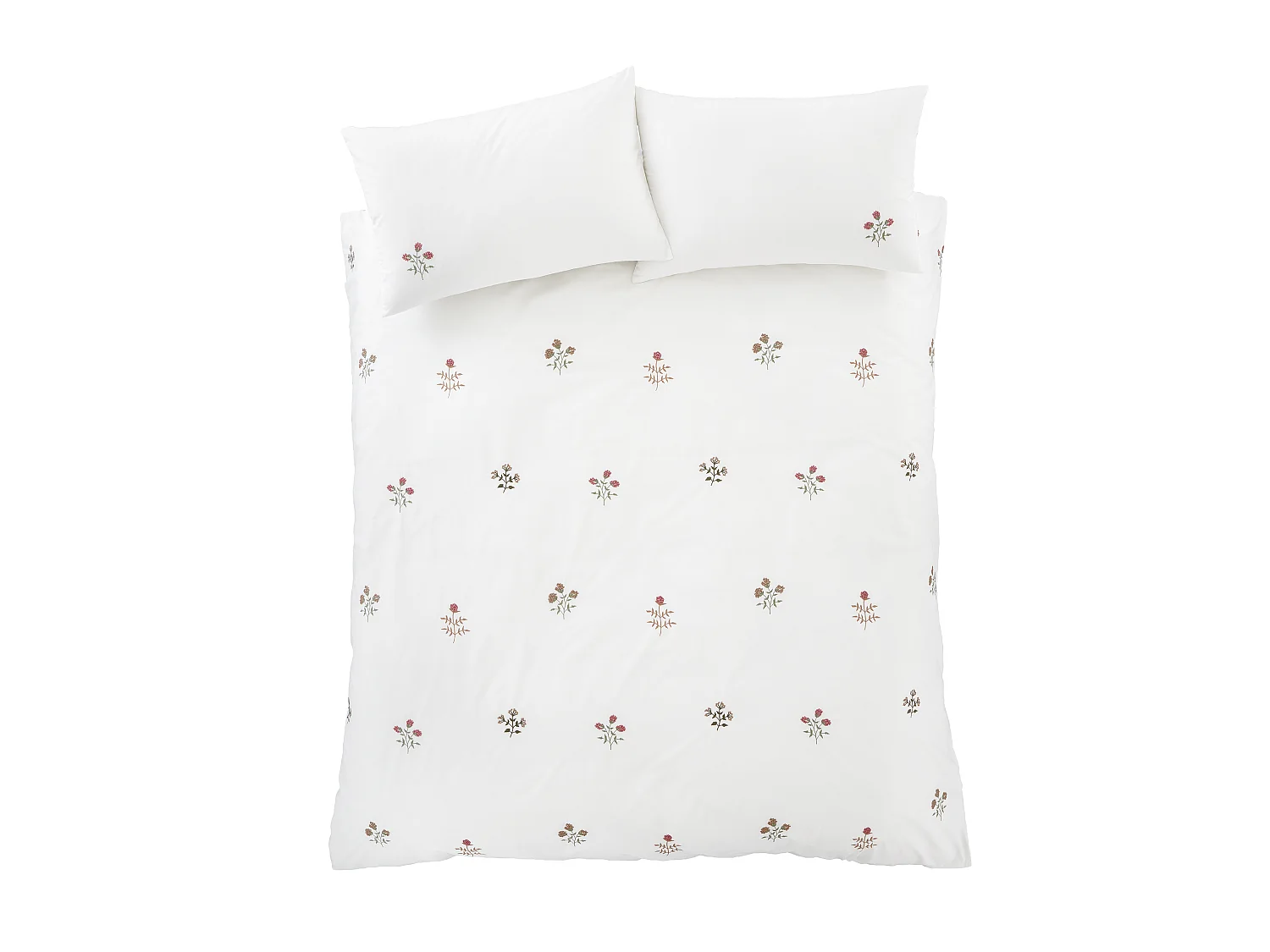 Bianca Fine Linens Adeline Floral 200 Thread Count Cotton Double Duvet Cover Set with Pillowcases White