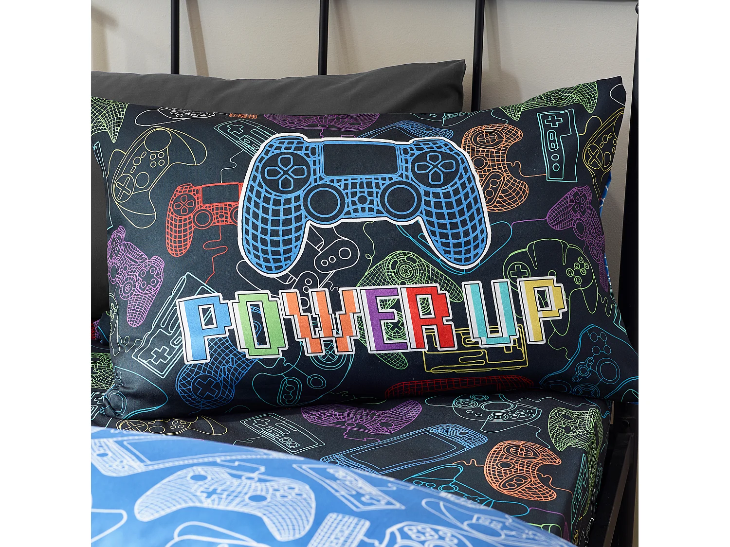 Catherine Lansfield Power Up Gamer So Soft Single Duvet Cover Set with Pillowcase Black