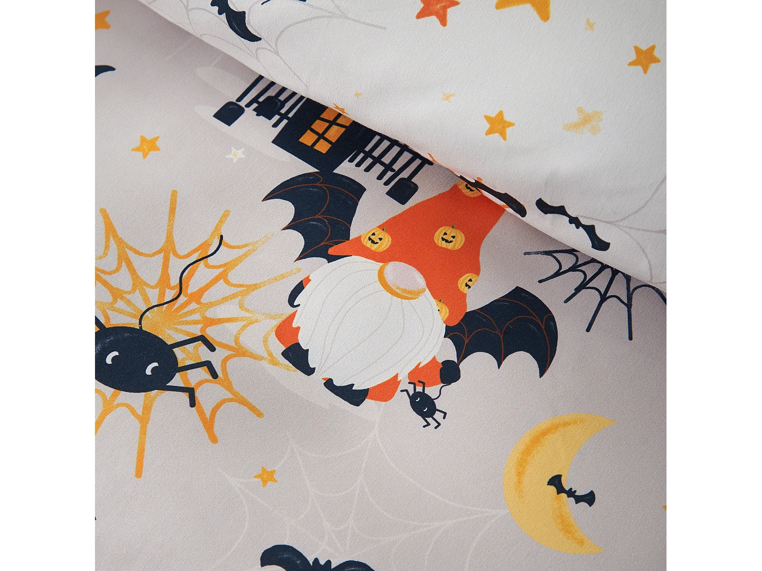 Catherine Lansfield Halloween Gonks So Soft Reversible Double Duvet Cover Set with Pillowcases Natural