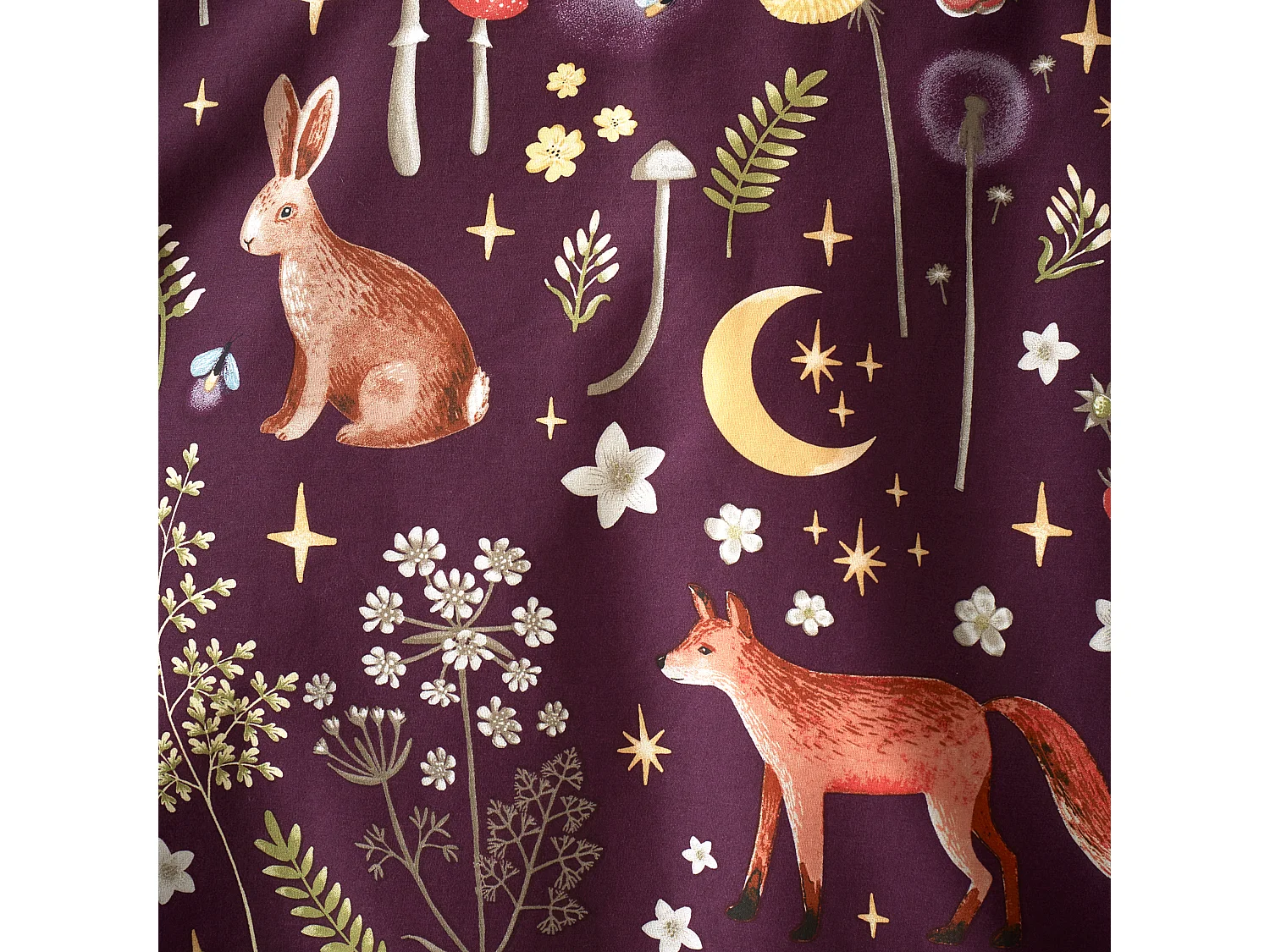 Catherine Lansfield Enchanted Twilight Animals Reversible Double Duvet Cover Set with Pillowcases Plum