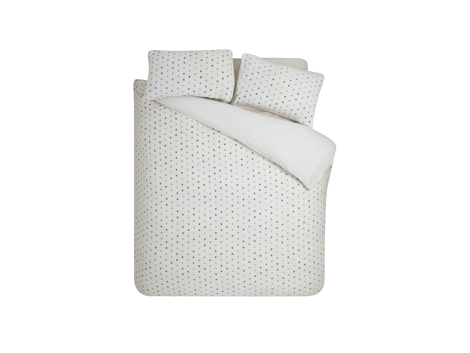 Catherine Lansfield Cosy Spot Fleece Double Duvet Cover Set with Pillowcases Cream