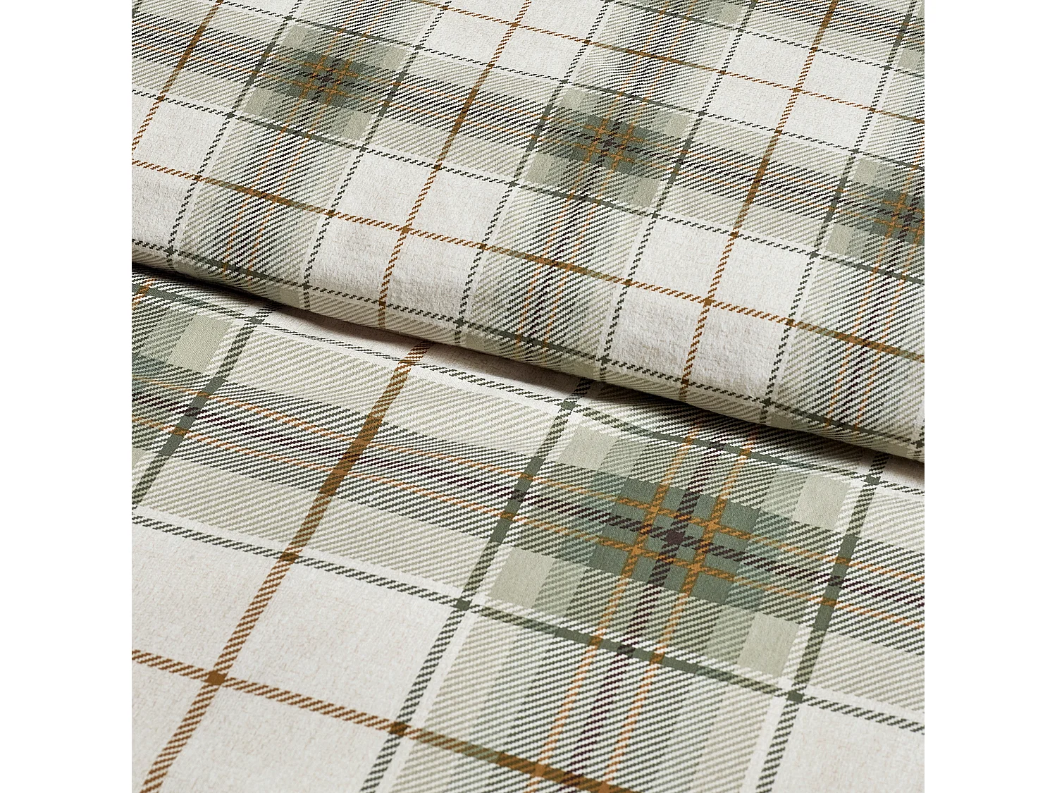 Catherine Lansfield Brushed Cotton Troon Check Double Duvet Cover Set with Pillowcases Green