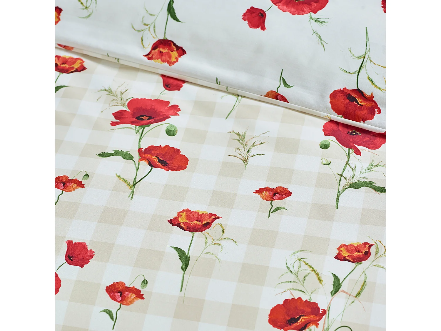 Catherine Lansfield Poppy Floral Reversible King Duvet Cover Set with Pillowcases Red