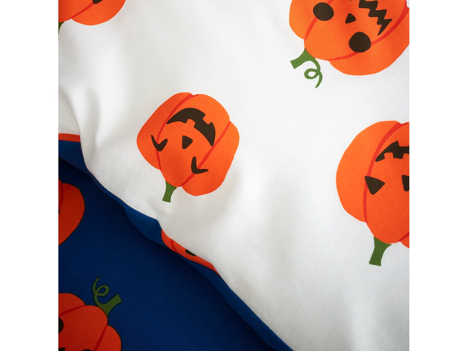 Catherine Lansfield Halloween Pumpkins Reversible Double Duvet Cover Set with Pillowcases Navy Blue