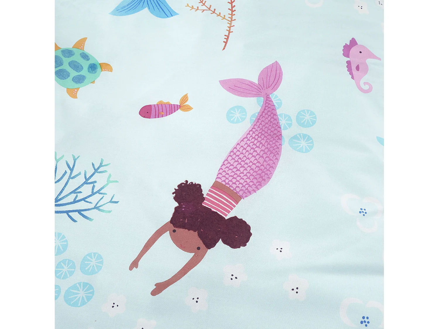 Catherine Lansfield Mermaid Reversible Single Duvet Cover Set with Pillowcase Blue