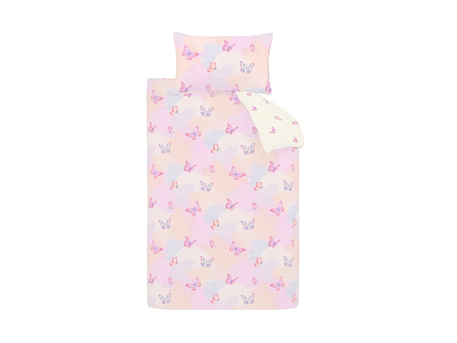 Catherine Lansfield Ombre Butterflies Reversible Double Duvet Cover Set with Pillowcases Pink