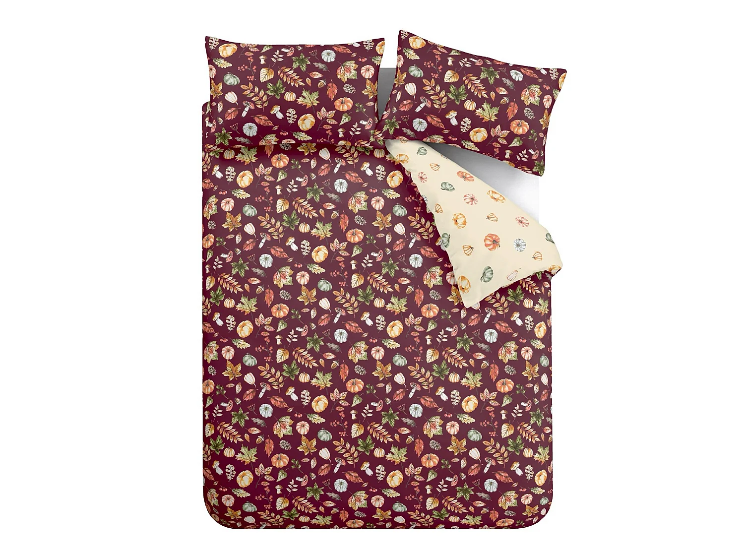 Catherine Lansfield Autumn Pumpkins Reversible Single Duvet Cover Set with Pillowcase Plum