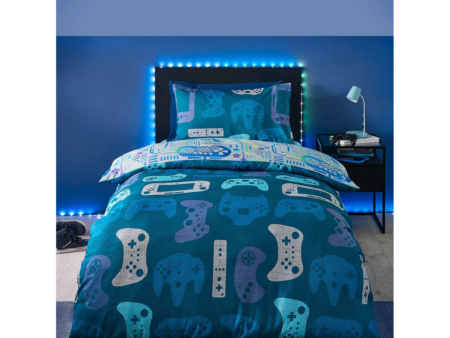 Catherine Lansfield Gamer So Soft Single Duvet Cover Set with Pillowcase Grey