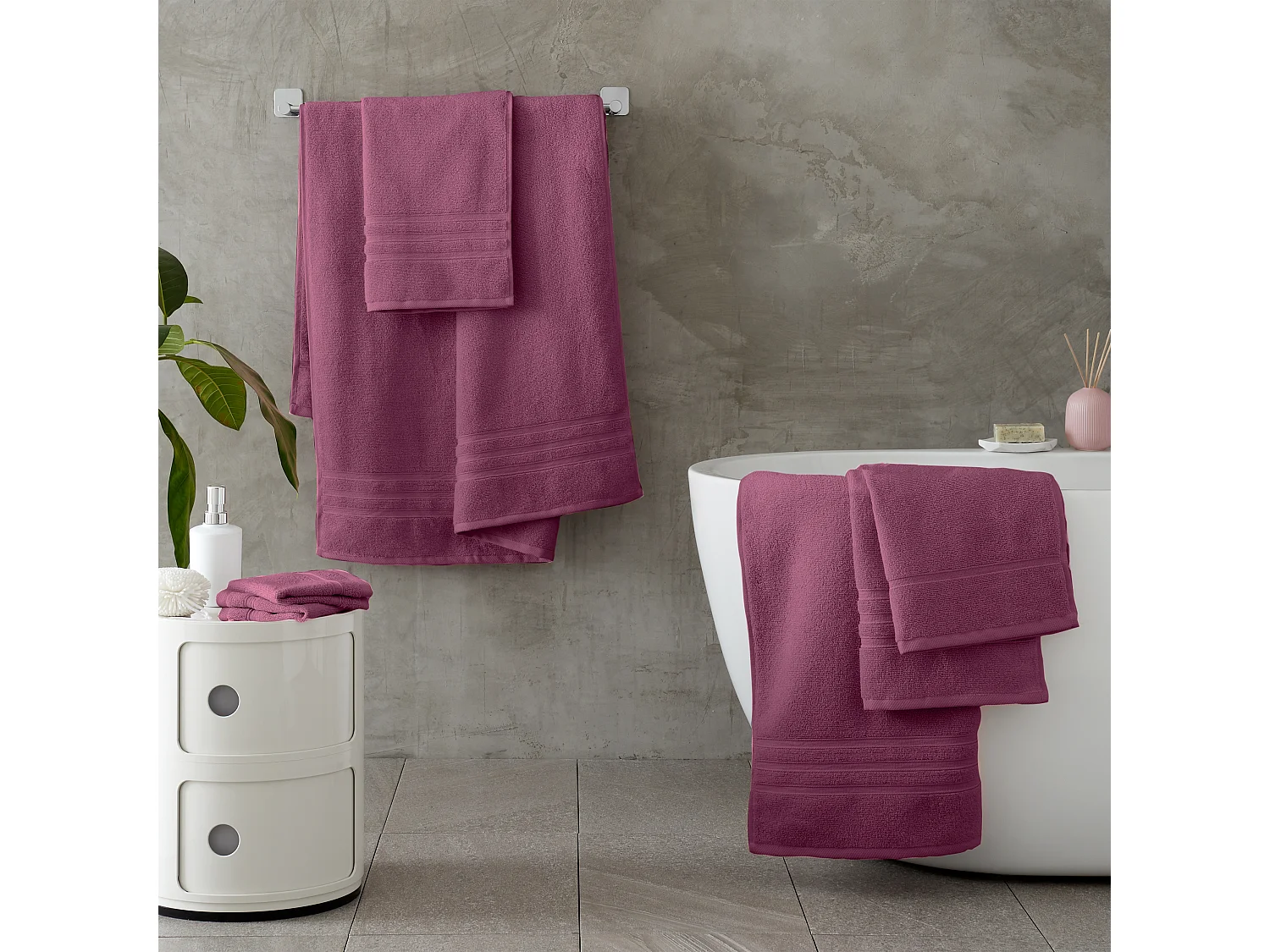 Catherine Lansfield Zero Twist Cotton 6 Piece Towel Bale Set Raspberry