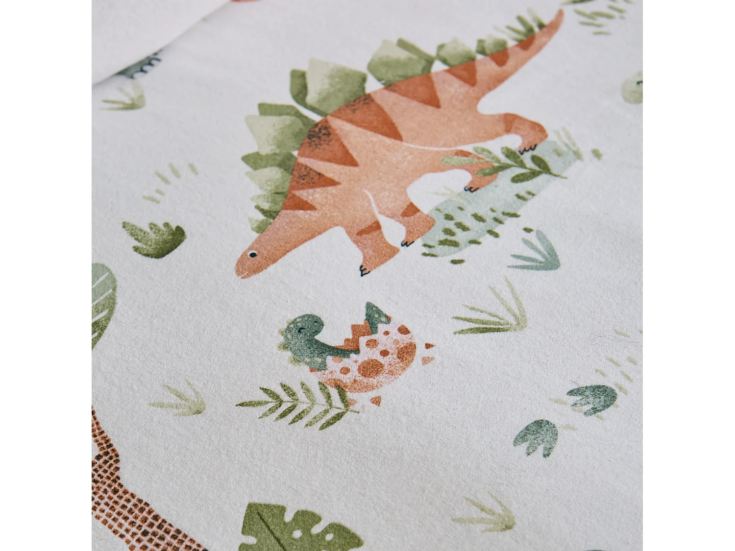Catherine Lansfield Brushed Cotton Sleepy Saurus Dino Single Fitted Sheet Cream