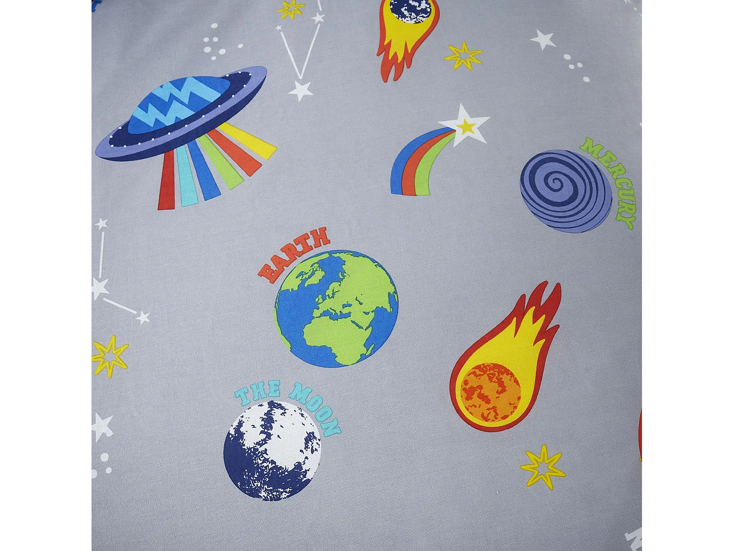 Catherine Lansfield Lost In Space Single Fitted Sheet Grey