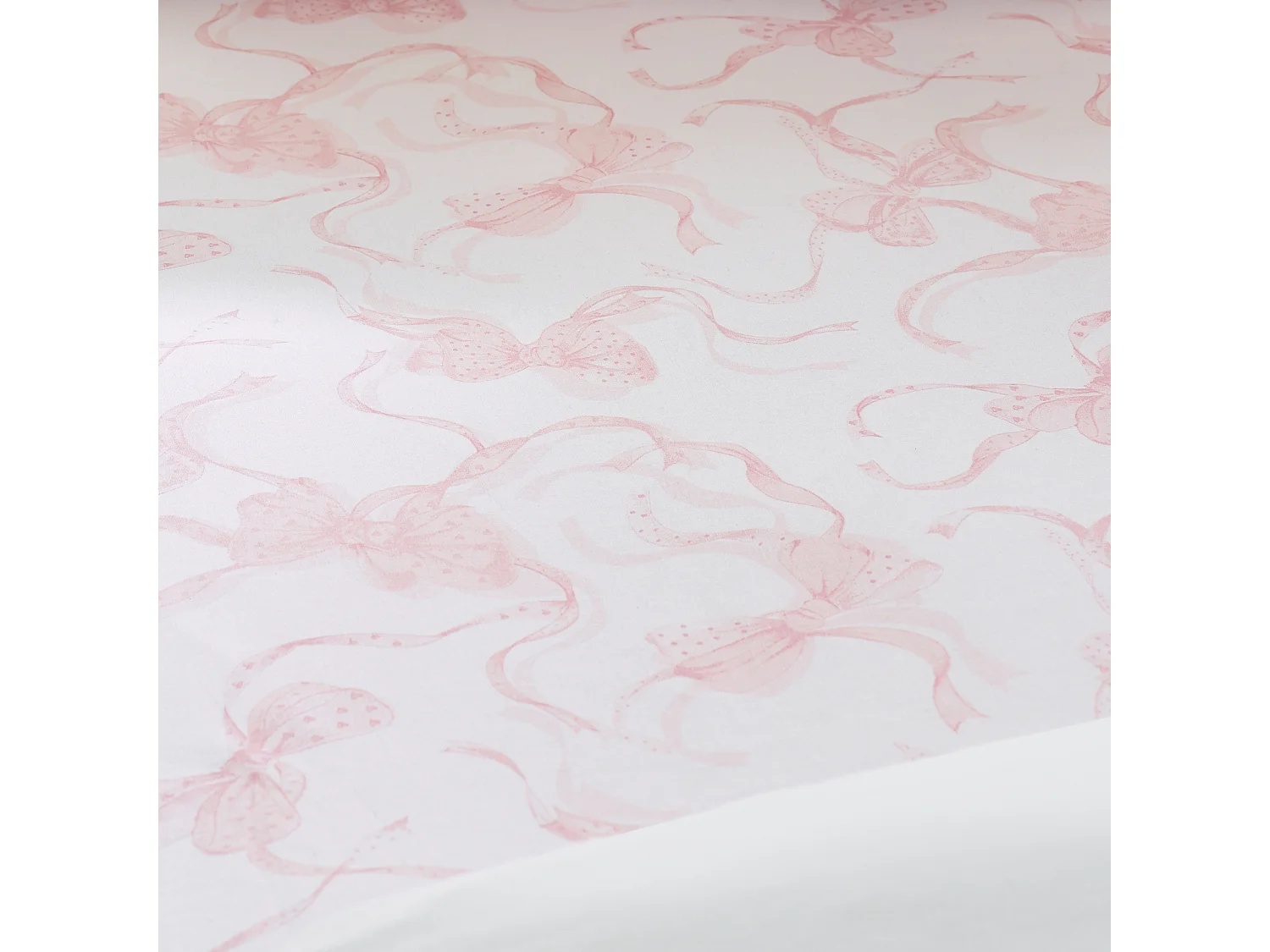 Catherine Lansfield Bow Single Fitted Sheet White / Pink
