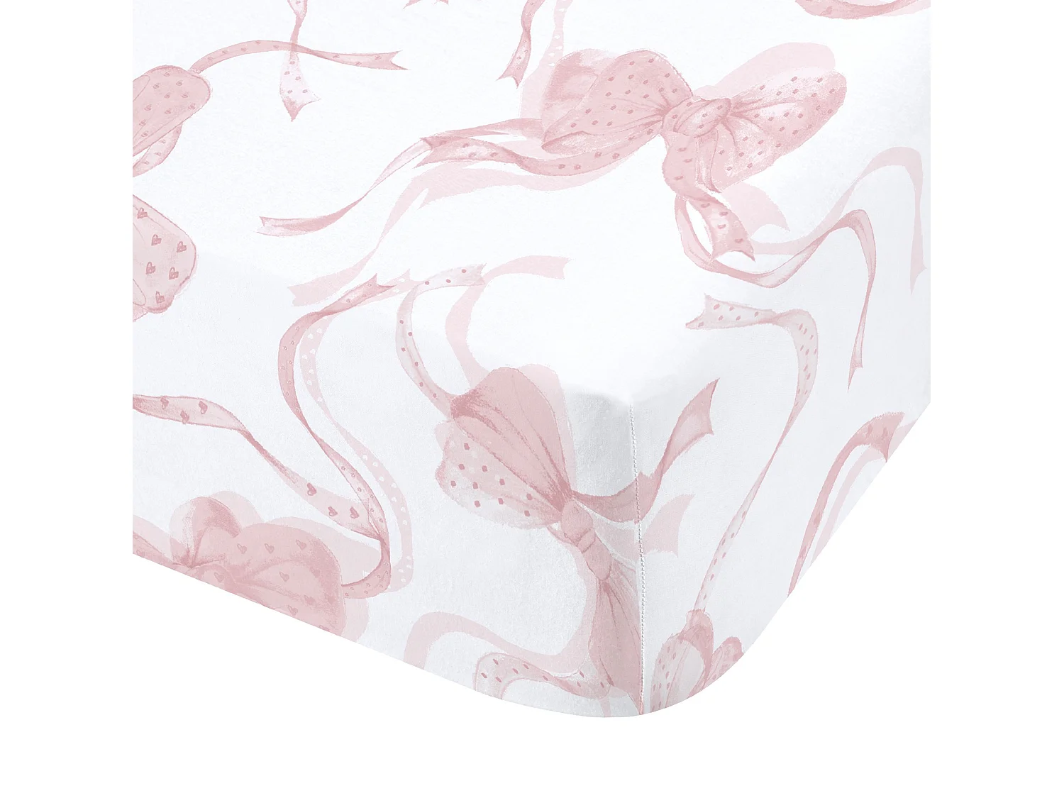 Catherine Lansfield Bow Single Fitted Sheet White / Pink