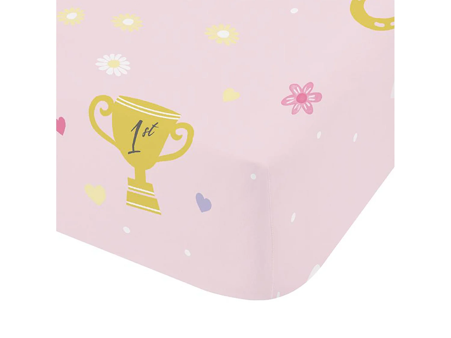 Catherine Lansfield Happy Horses Single Fitted Sheet Pink
