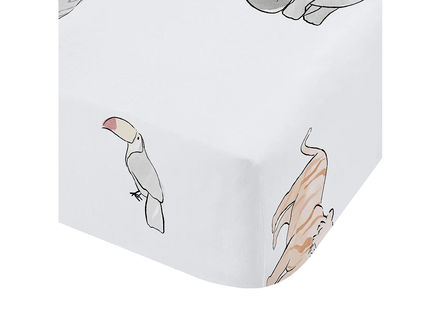 Bianca Fine Linens Zoo Animals Cotton Single Fitted Sheet White