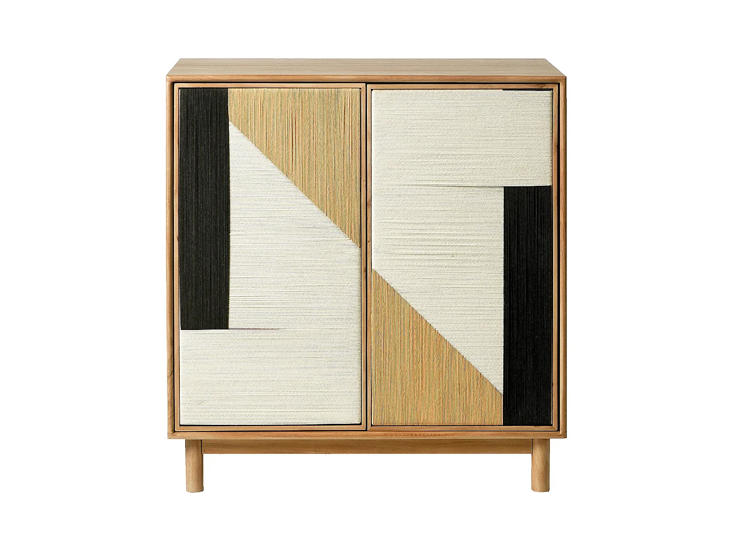 Habitat - Buffet 2 portes en bois massif et fils de coton tissés - Naturel - Calen