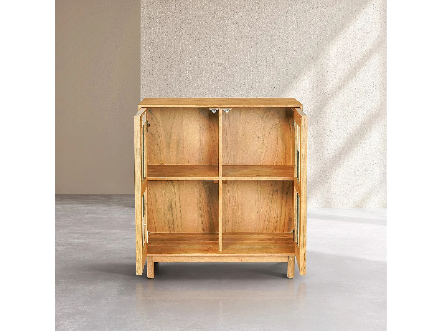 Habitat - Buffet 2 portes en bois massif et fils de coton tissés - Naturel - Calen