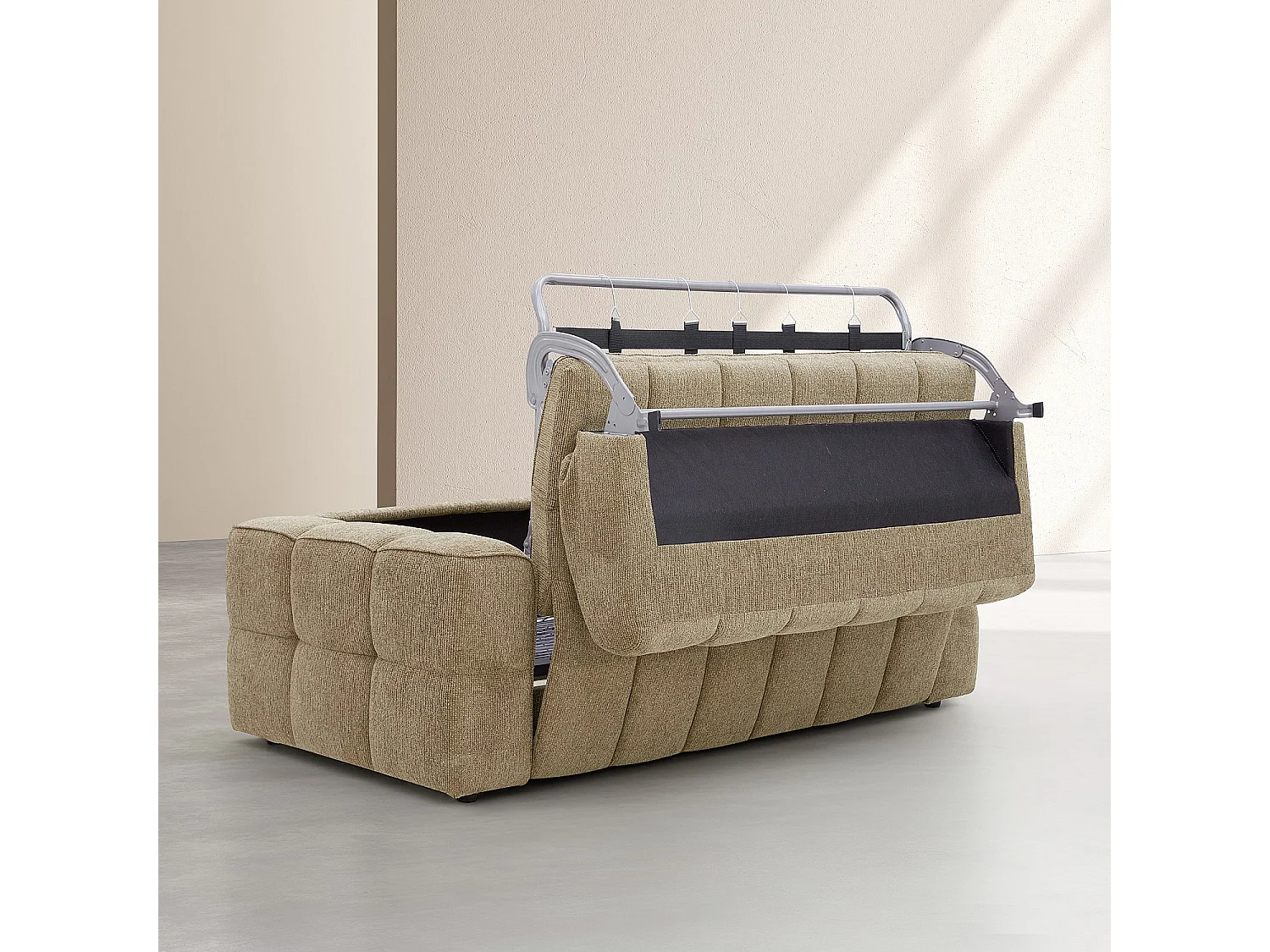 Habitat - Canapé convertible 3 places - Couchage 140 cm - Matelas 12 cm - Tissu texturé - Taupe - Lagos