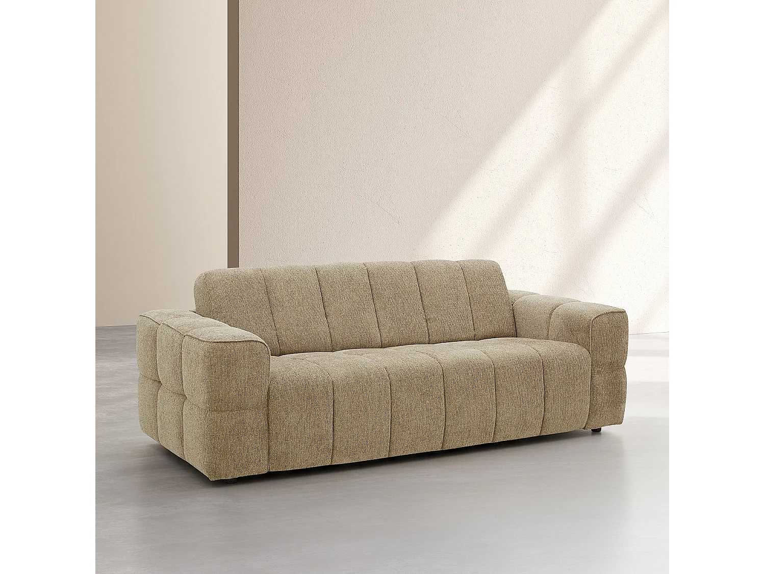 Habitat - Canapé convertible 3 places - Couchage 140 cm - Matelas 12 cm - Tissu texturé - Taupe - Lagos
