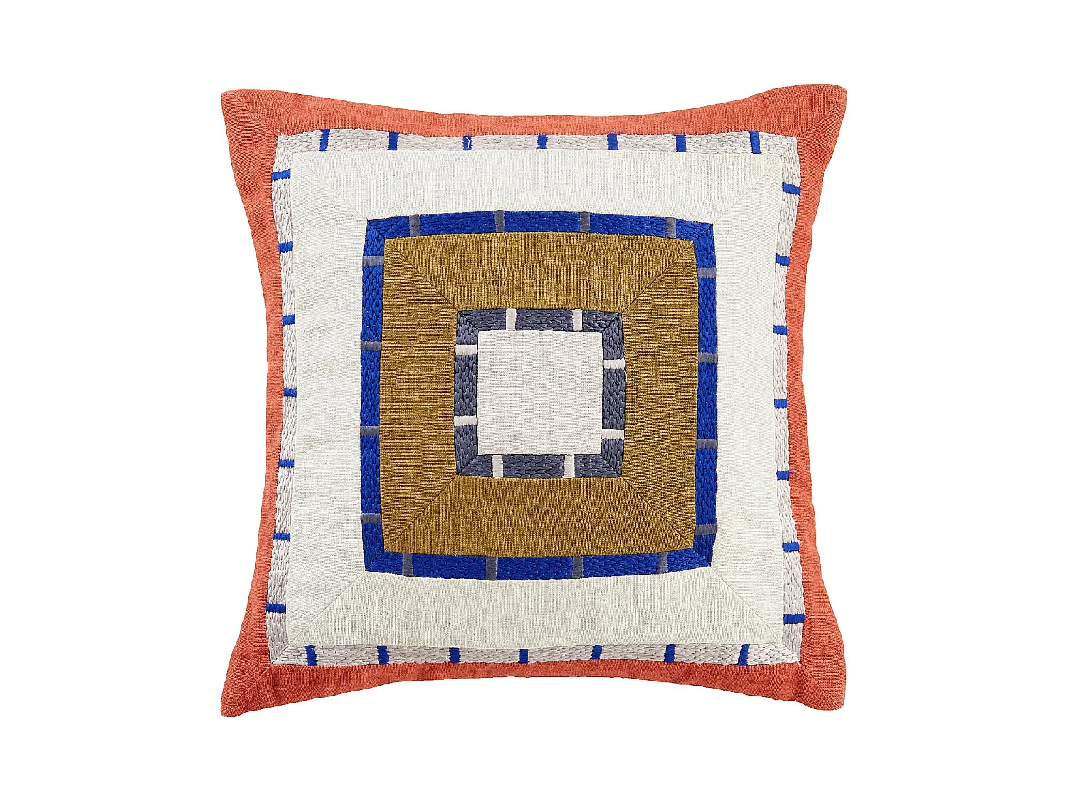 Habitat - Coussin brodé en lin - 45 x 45 cm - Bronze et bordeaux - Design by Floriane Jacques - Billie
