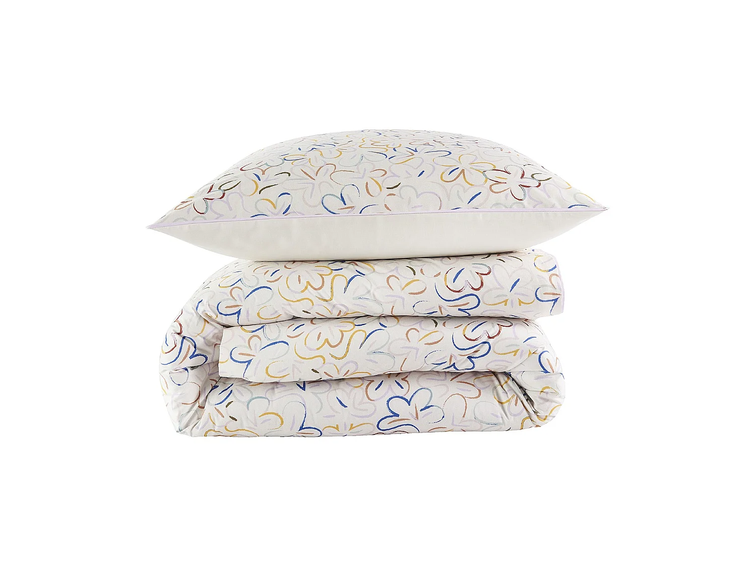 Habitat - Parure de lit en percale de coton bio - 140 x 200 cm - Motifs à fleurs - Design by Floriane Jacques - Albane